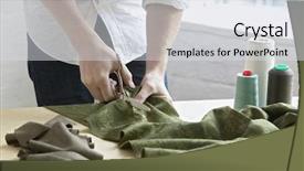  Presentation with fashion - Audience pleasing presentation design consisting of cloth at table in fashion backdrop and a sky blue colored foreground