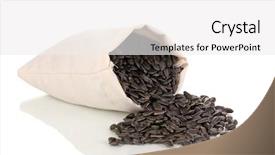  Presentation with drying up cloth - Presentation having cloth bag of sunflower seeds background and a white colored foreground
