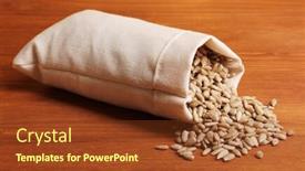  Presentation with sunflower sunflower sunflower sunflower sunflower - Colorful slides enhanced with cloth bag of sunflower seeds on wooden table on brown background backdrop and a tawny brown colored foreground