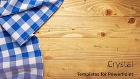  Presentation with table napkin - Presentation featuring cloth-napkin-at-old-wooden background and a yellow colored foreground