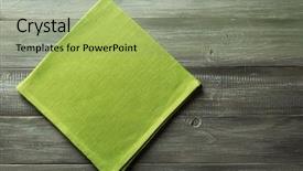  Presentation with napkin - Audience pleasing PPT layouts consisting of cloth napkin on rustic wooden backdrop and a mint green colored foreground