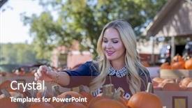  Presentation with halloween pumpkins thanksgiving day - Beautiful presentation theme featuring cloth patch - blonde model shopping for pumpkins backdrop and a tawny brown colored foreground