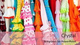  Presentation with colorful - Presentation theme consisting of cloth patch - colorful gipsy flamenco dresses background and a lemonade colored foreground
