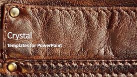  Presentation with texture of synthetic leather buff - Audience pleasing presentation theme consisting of cloth patch - genuine brown leather with seam backdrop and a  colored foreground