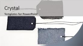 Presentation with jeans - Presentation design having cloth patch - jeans tags with laces isolated background and a  colored foreground