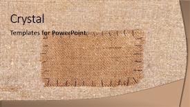  Presentation with material science engineering - Amazing slide set having cloth patch - sackcloth tag on sackcloth material backdrop and a coral colored foreground