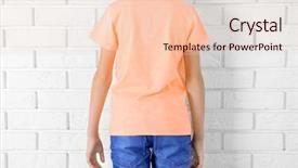  Presentation with white brick wall - Slides having clothes-advertising-boy-in-pink background and a lemonade colored foreground