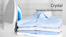  Presentation with iron - Slide deck having clothes and electric iron background and a light gray colored foreground