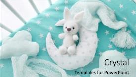  Presentation with baby clothes - Slide deck with clothes and pillows in crib background and a light blue colored foreground