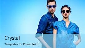  Presentation with jeans - Audience pleasing presentation theme consisting of clothes and sunglasses over blue backdrop and a arctic colored foreground