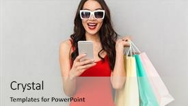  Presentation with clothing wooden clothes hanger object - Theme enhanced with clothes and sunglasses with package background and a  colored foreground