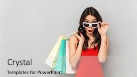  Presentation with clothing wooden clothes hanger object - Theme having clothes and sunglasses with package background and a light gray colored foreground