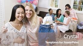  Presentation with baby shower - Theme featuring clothes at a baby shower background and a  colored foreground