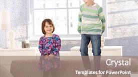  Presentation with kids playing - Cool new PPT theme with clothes boys - kids playing on sofa little backdrop and a gray colored foreground