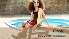  Presentation with clothes - PPT theme featuring clothes by the pool fashion background and a coral colored foreground