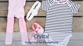  Presentation with baby fashion - Colorful presentation design enhanced with clothes for baby girl backdrop and a lemonade colored foreground