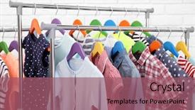  Presentation with clothes - Slide deck with clothes for children on hangers background and a violet colored foreground
