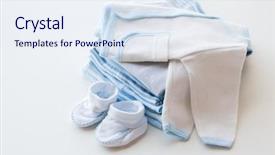  Presentation with motherhood - Slides with clothes for newborn boy background and a sky blue colored foreground