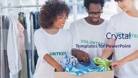  Presentation with clothing - Slide set with clothes from a donation background and a sky blue colored foreground