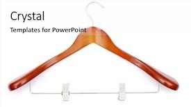  Presentation with trousers - PPT theme featuring clothes-hanger for trousers isolated on white background and a white colored foreground