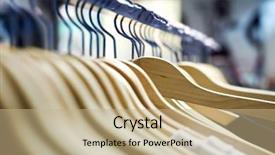  Presentation with clothing wooden clothes hanger object - Colorful theme enhanced with store ready to sell fashion backdrop and a coral colored foreground