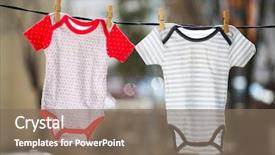  Presentation with baby clothes - Slide deck featuring clothes hanging on the clothesline background and a  colored foreground
