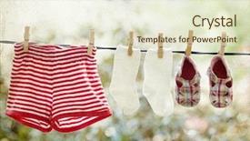  Presentation with baby clothes - Slide deck with clothes hanging on the clothesline background and a cream colored foreground