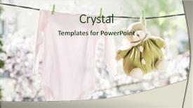  Presentation with baby clothes - Colorful PPT layouts enhanced with clothes hanging on the clothesline backdrop and a sky blue colored foreground