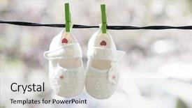  Presentation with baby clothes - Audience pleasing theme consisting of clothes hanging on the clothesline backdrop and a light gray colored foreground