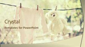  Presentation with baby clothes - PPT layouts featuring clothes hanging on the clothesline background and a soft green colored foreground
