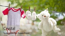  Presentation with baby clothes - Amazing PPT layouts having clothes hanging on the clothesline backdrop and a  colored foreground
