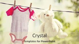  Presentation with baby clothes - Amazing presentation theme having clothes hanging on the clothesline backdrop and a soft green colored foreground