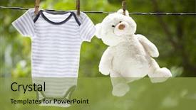  Presentation with baby clothes - Cool new PPT layouts with clothes hanging on the clothesline backdrop and a gold colored foreground