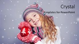  Presentation with save girl child - Presentation theme featuring clothes happy child studio shot background and a light gray colored foreground