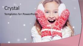  Presentation with save girl child - Presentation theme with clothes happy child studio shot background and a light gray colored foreground