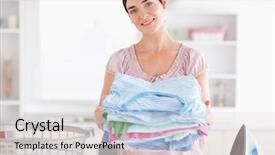  Presentation with utility - Audience pleasing slides consisting of clothes in a utility room backdrop and a light gray colored foreground