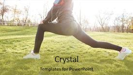  Presentation with woman runner - Cool new slides with clothes in autumn park early backdrop and a yellow colored foreground