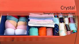  Presentation with chest - Cool new slide deck with clothes in chest of drawer backdrop and a red colored foreground