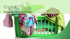  Presentation with white green - Cool new theme with clothes-in-green-plastic-basket backdrop and a mint green colored foreground