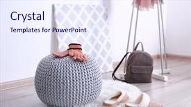  Presentation with knitted clothes - PPT layouts having clothes in modern hall background and a  colored foreground