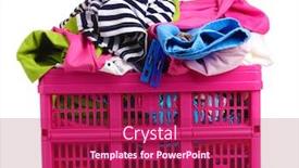  Presentation with pink white - Presentation theme featuring clothes-in-pink-plastic-basket background and a violet colored foreground