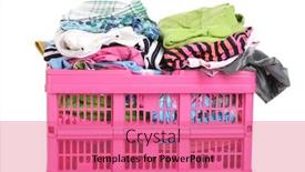  Presentation with pink white - Slides with clothes-in-pink-plastic-basket background and a coral colored foreground