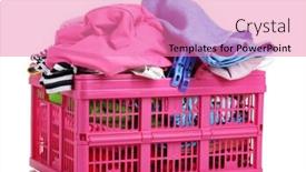  Presentation with pink white - PPT theme enhanced with clothes-in-pink-plastic-basket background and a coral colored foreground