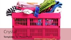  Presentation with pink white - Theme having clothes-in-pink-plastic-basket background and a red colored foreground
