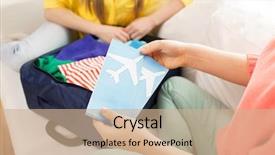  Presentation with luggage - PPT layouts having clothes in travel bag background and a coral colored foreground