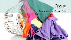  Presentation with clothes - Audience pleasing theme consisting of clothes in wooden basket isolated backdrop and a seafoam green colored foreground