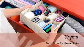  Presentation with chest - Slide set with clothes into chest of drawer background and a coral colored foreground