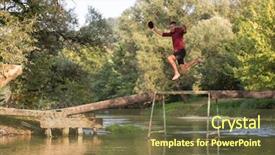  Presentation with fun - PPT theme featuring clothes into the river background and a tawny brown colored foreground