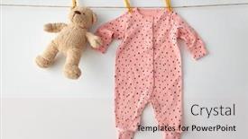  Presentation with baby bear - Colorful presentation design enhanced with clothes-laundry-babyhood-and-clothing backdrop and a lemonade colored foreground