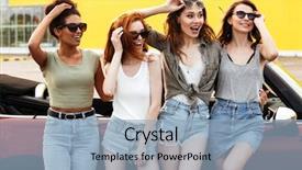  Presentation with summer - Slide set with clothes leaning on a car background and a light blue colored foreground